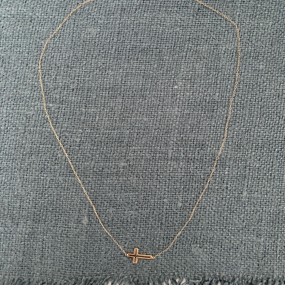 Dainty Solid Gold Cross Necklace